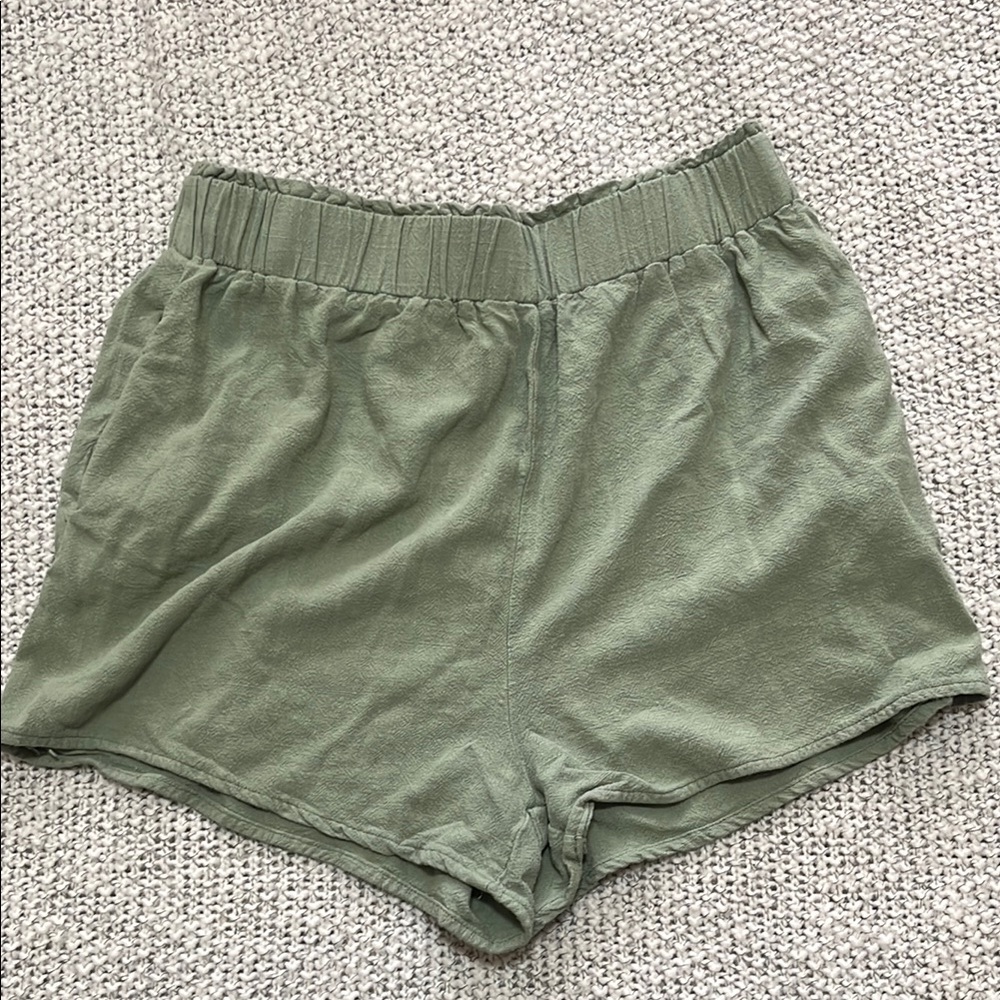 Olive Green Women's linen Shorts